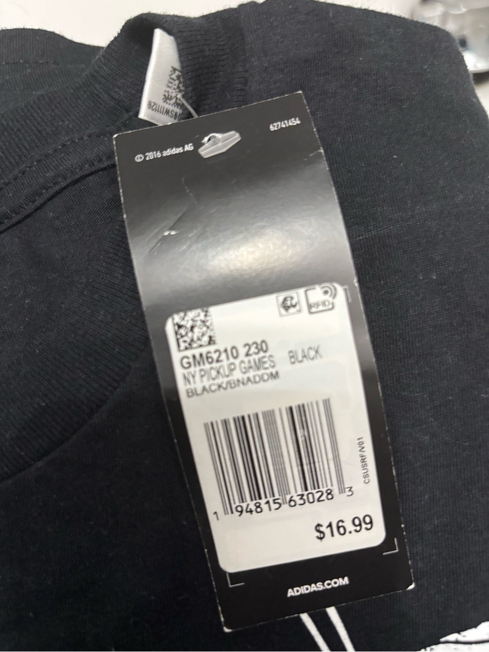 adidas Black Short Sleeve Tee with White Chest Graphic - Picture 5 of 5
